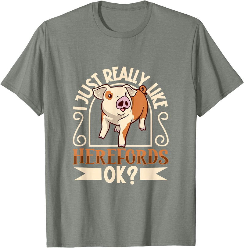 Creative Hereford Pig Designs I Love My Hereford Pig T-Shirt - Olive Heather