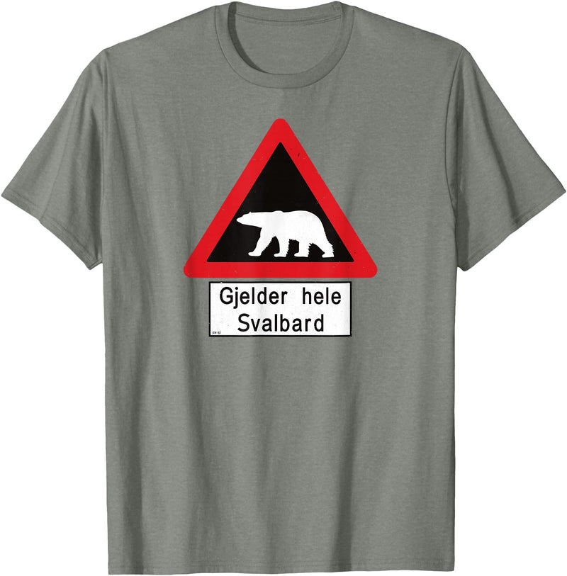 Svalbard T-Shirt Co. Svalbard T Shirt Polar Bear Sign Gjelder hele Norway T-Shirt T-Shirt - Olive Heather