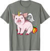 UnicornBreak Co. Piggycorn Pig Unicorn Pig Lovers T-Shirt - Olive Heather