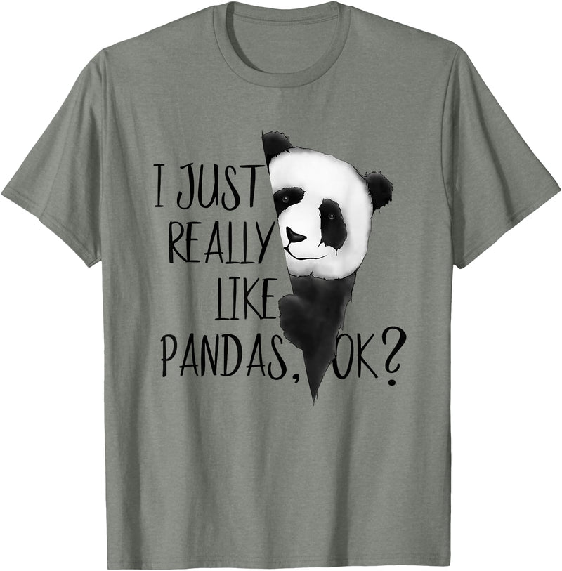 Giant Panda Fan Art SkizzenMonster I Just Really Like Pandas, OK? Funky I Love Panda Bears Art T-Shirt - Olive Heather