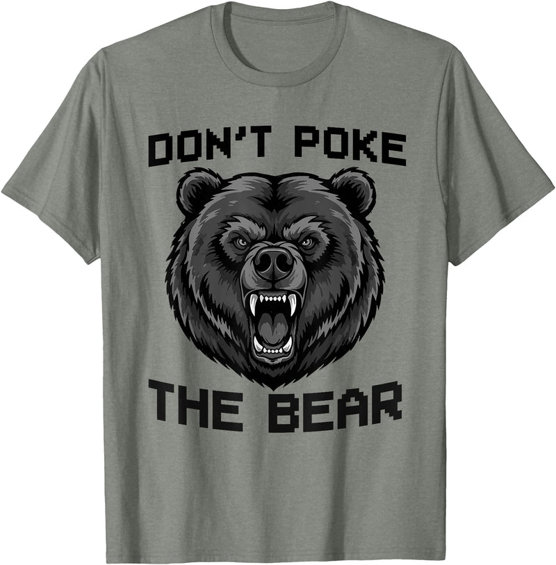Vintage Wild Bear Attitude Graphic Tees Don’t Poke The Bear California Republic Grizzly Spirit T-Shirt - Olive Heather