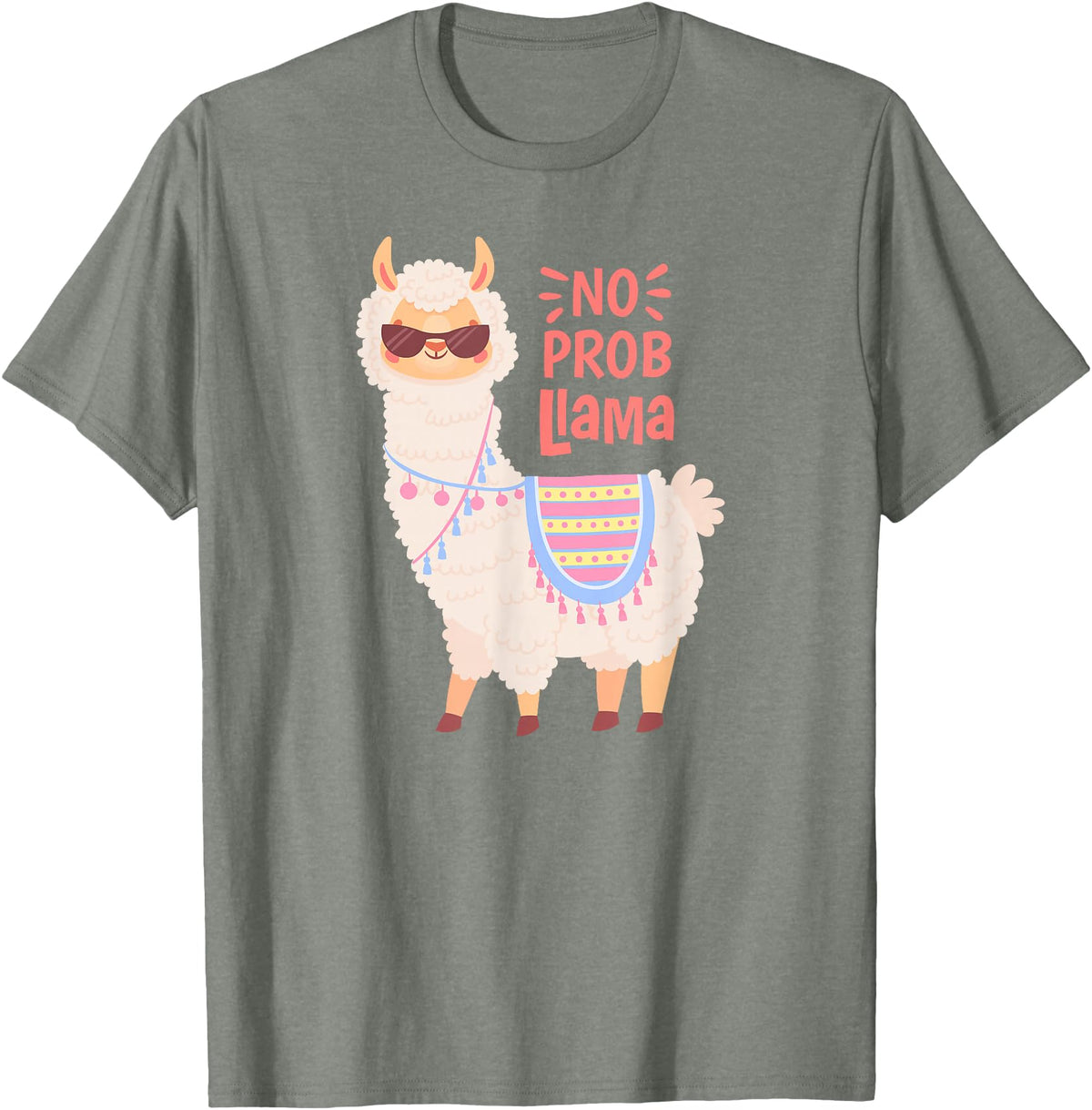 Llama & Alpaca Shirts, Cute Llama & Alpaca Outfit No ProbLlama Shirt, No Problama Shirt, Funny Alpaca Llama T-Shirt - Olive Heather