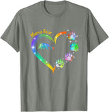 "Mama Bear" Rainbow Heart Paw Print T-Shirt