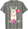 Llamazing Birthday Party Outfit Llama Lovers Llamazing 2 Years Old Girl Birthday Cute Llama Alpaca Kids T-Shirt - Olive Heather