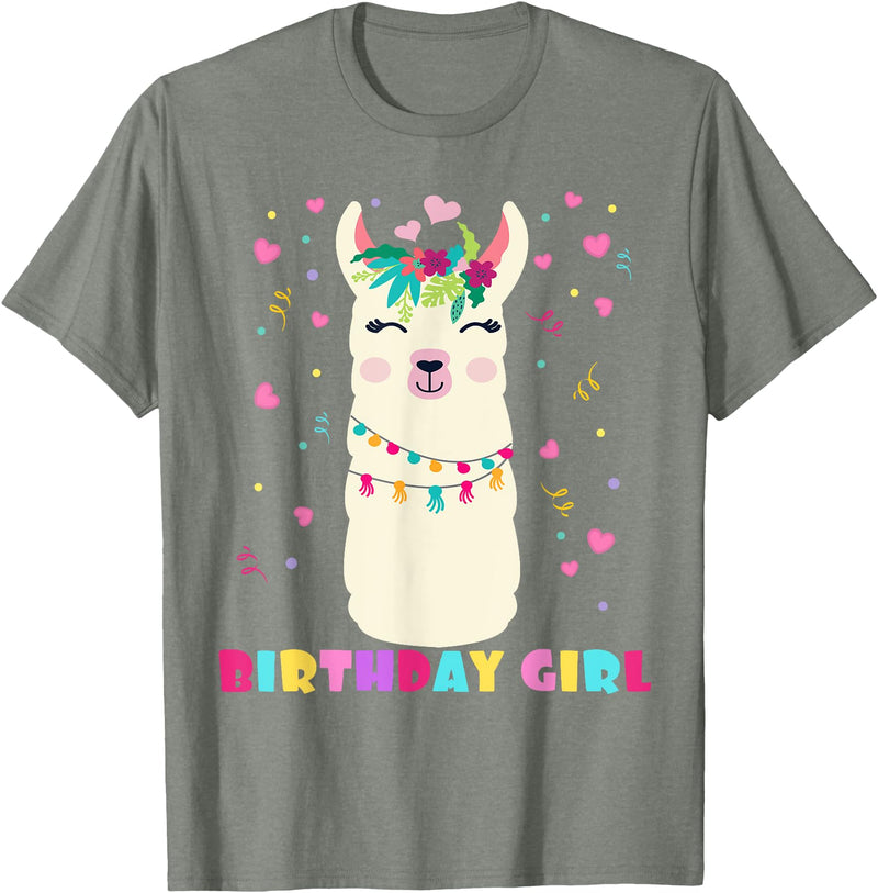 Llamazing Birthday Party Outfit Llama Lovers Birthday Girl Cute Llama Alpaca Kids Llamazing T-Shirt - Olive Heather
