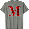 Buffalo Plaid Forever Buffalo Plaid Monogram Letter M Matching Holiday T-Shirt - Olive Heather