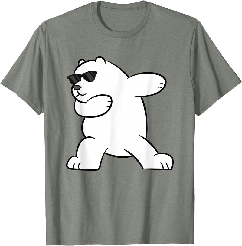 Arctic Polar Bear Tees And Gifts Ice Bear Dabbing Arctic Cute Dabbing Polar Bear T-Shirt - Olive Heather