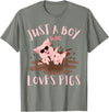 Funny Pig Lover Farm Animals Just A Boy Who Loves Pigs sunglasses In the Mud Kids Boy T-Shirt - Olive Heather