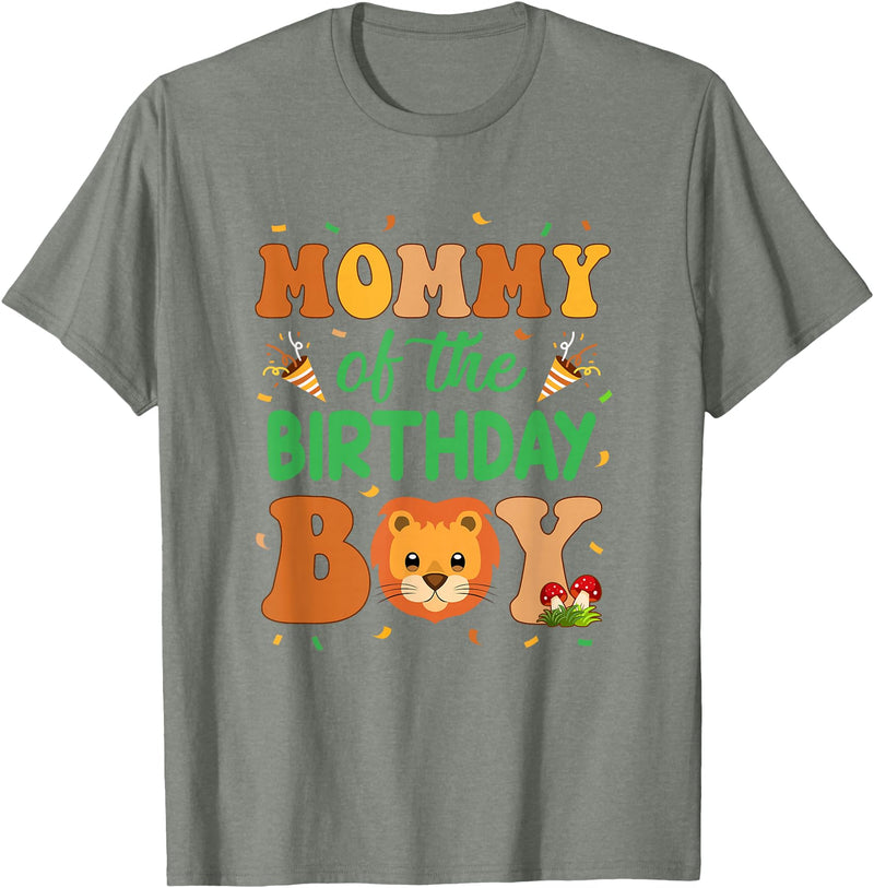 Mom Birthday Boy Family Matching Lion Mommy Of The Birthday Boy Lion Family Party Decorations T-Shirt - Olive Heather