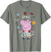 Peppa Pig Smile Cute Flowers & Fruit Full Body Portrait T-Shirt - Olive Heather