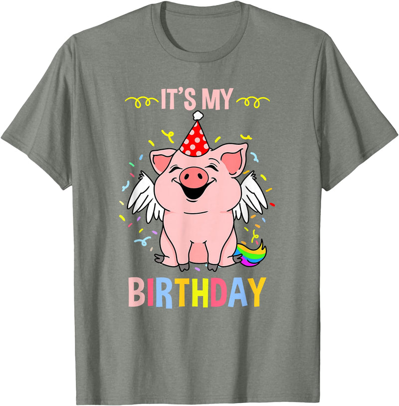 Its My Birthday Pig T-Shirt - Olive Heather