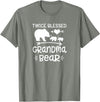 Grandparents Gifts By HustlaGirl Twice Blessed Grandma Bear Shirt Grandmas With Two Grandkids T-Shirt - Olive Heather
