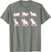 Cute Bunny Yoga Rabbit Poses and Meditation Funny T-Shirt in Olive Heather