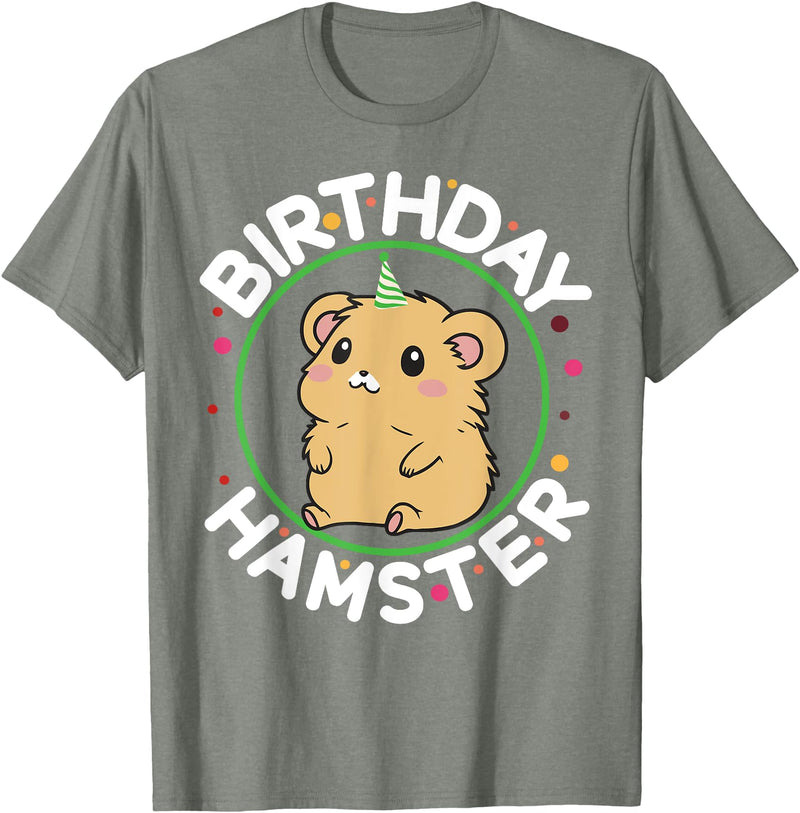 Unisex-Kids Hamster Birthday Party Birthday Hamster T-Shirt - Olive Heather