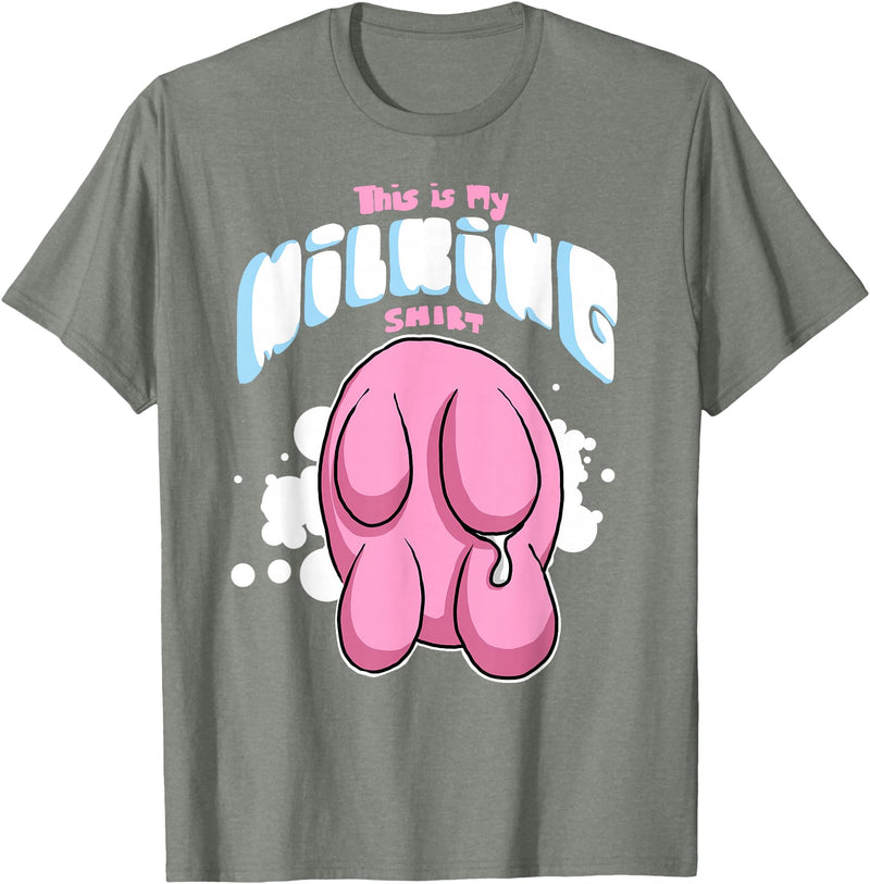 Eliaac Funny Dairy Farmers Milking Cows Womens This is My Milking Top Dairy Farming Cows Udders T-Shirt - Olive Heather