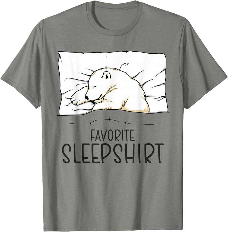 Sleeping & Napping Shirt Gifts For Nap Lovers Favorite Sleepshirt, Napping Polar Bear Pajama T-Shirt - Olive Heather