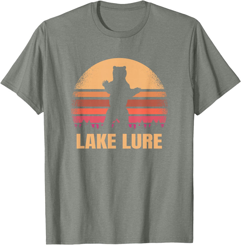 Lake Lure North Carolina Vintage NC Retro 80s Co. Lake Lure North Carolina Vintage Bear NC Distressed 80s T-Shirt - Olive Heather