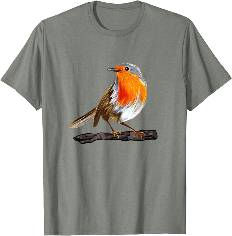 Robin Bird Ornithology Nerd Birding Watcher Robin Bird T-Shirt - Olive Heather