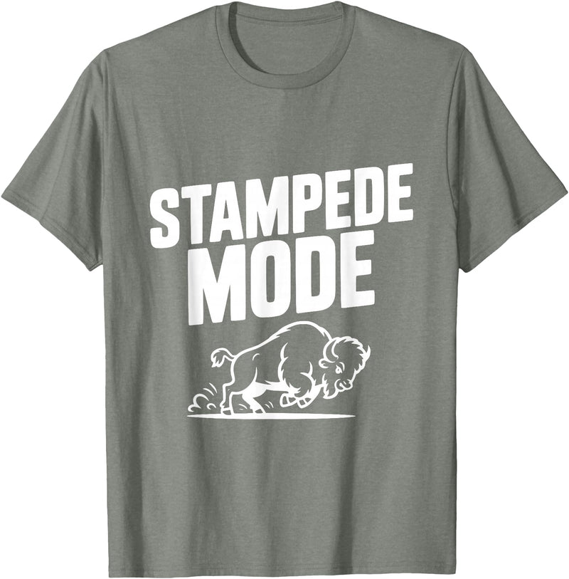 Fraxoweb Stampede Mode Buffalo for Animal Lovers T-Shirt - Olive Heather