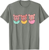 Cute Animals For Easter For Kids Happy Easter Cute Pig At Easter With Easter Eggs T-Shirt - Olive Heather