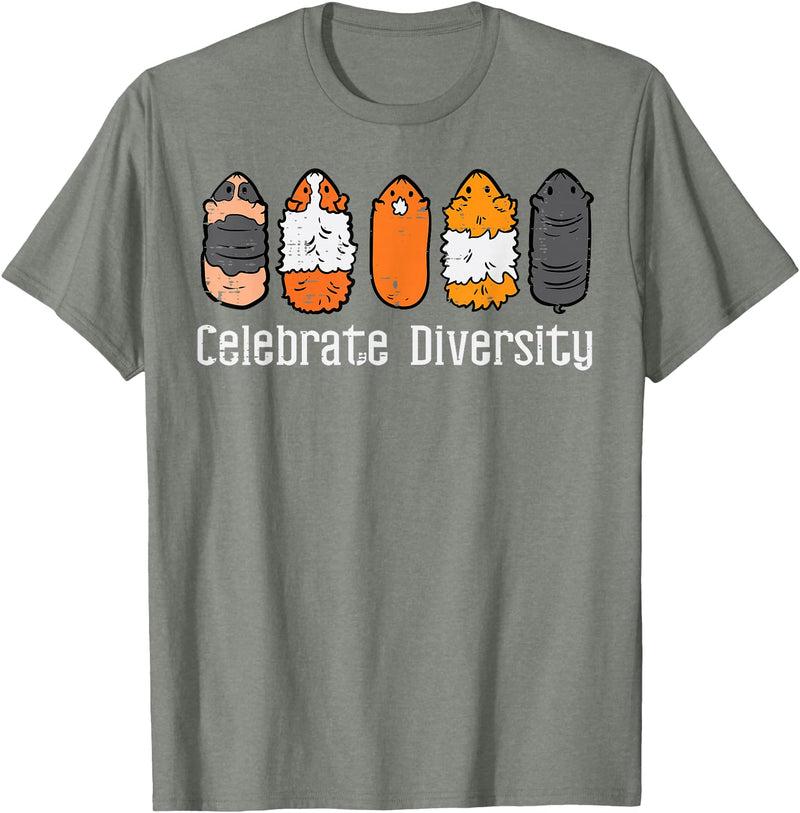 Guinea Pig Shirts For Men Women Kids Gift Guinea Pig Breeds Celebrate Diversity Cavy Men Women Kids T-Shirt - Olive Heather