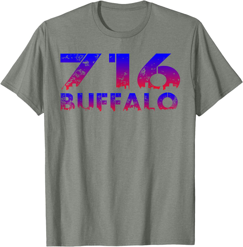 716 Tee's 716 Buffalo Skyline WNY pride T-Shirt - Olive Heather