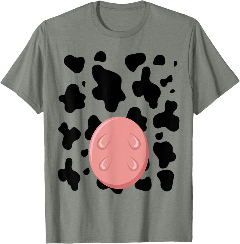 Dairy Milk Farmer Cattle Petting Zoo Humor Costume Funny Cow Utters Costume Easy Calf DIY Halloween Animals T-Shirt - Olive