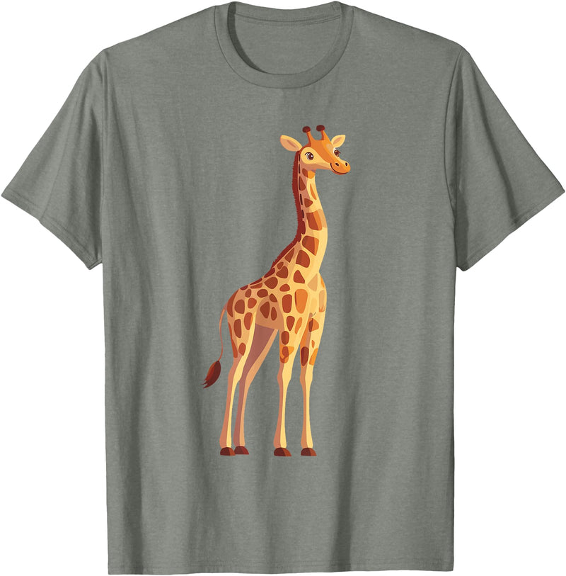 Giraffe and Zookeeper Design Giraffe T-Shirt - Olive Heather