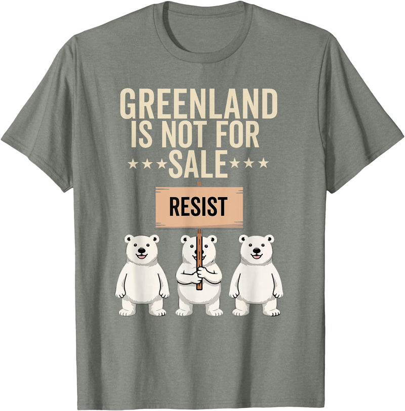Greenland is not for sale Merch Greenland is not for Sale Polar Bear Greenland Support Prote T-Shirt - Olive Heather