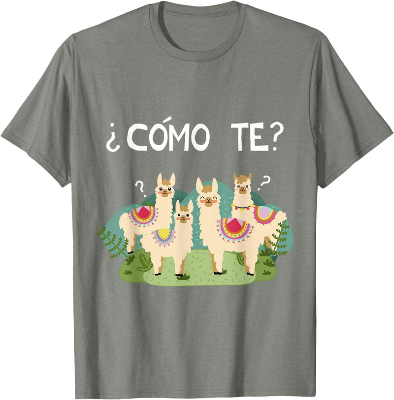 Spanish Shirt | Llama Tee | Funny Spanish Shirt Funny Spanish Tee, Como Te Llama, Llama Tshirt T-Shirt - Olive Heather