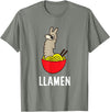 Funny Llama And Alpaca Gifts Funny Llama LLamen Noodles Chinese Food Llama T-Shirt - Olive Heather