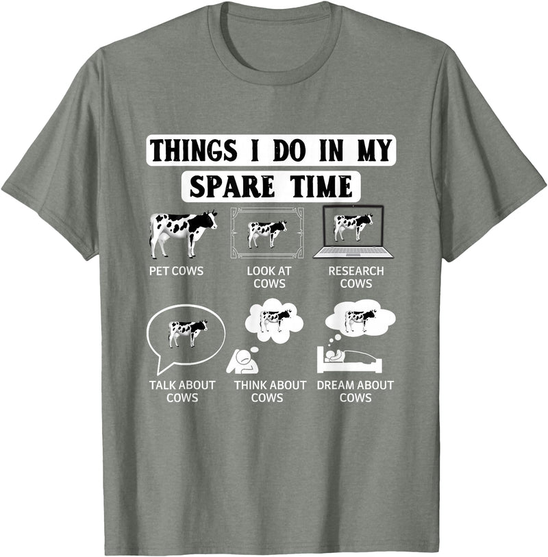 Cow Crop Farm Gift Field Tractor Farmer Ranch Things I do in my spare Time Cow Harvest Farming Barn Cattle T-Shirt - Olive