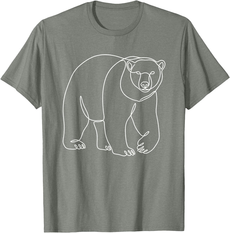 Modern Minimalist Wildlife Line Art Graphic Minimalist Polar Bear Single Line Art Drawing T-Shirt - Olive Heather