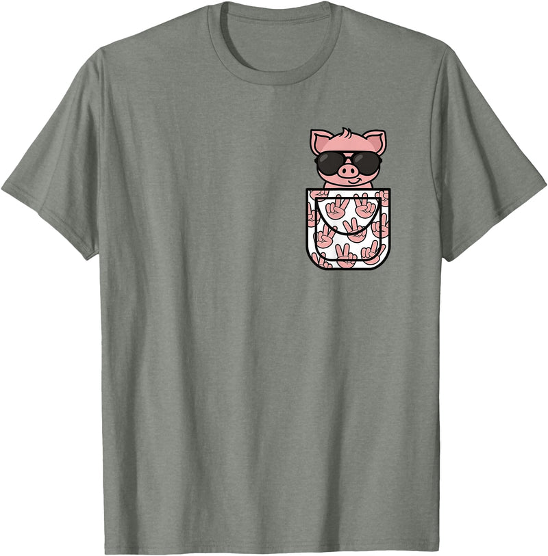KATYLIN Funny Pig Pocket Pig Lover Men Women Boys Girls Kids T-Shirt - Olive Heather