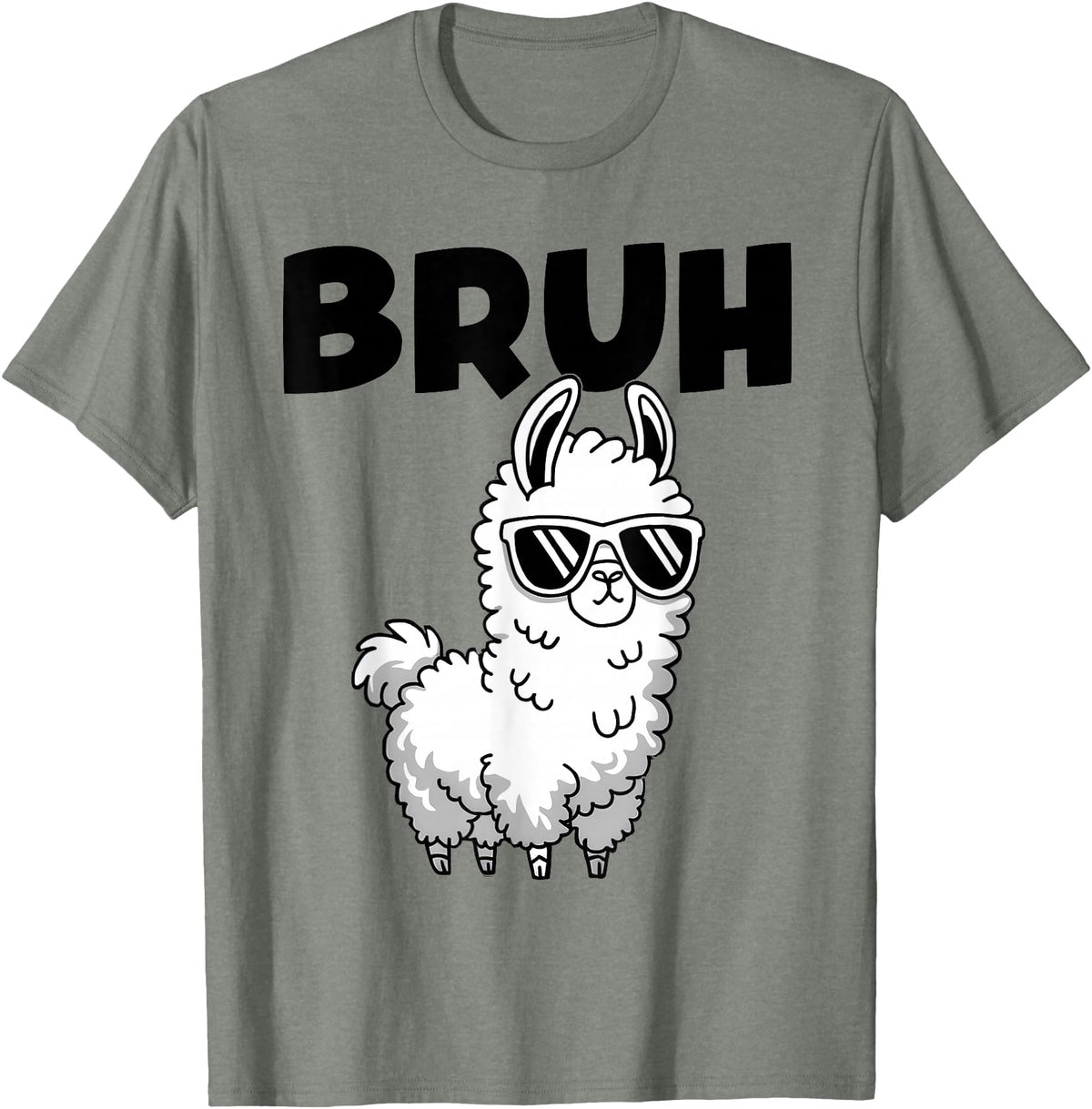 Bruh Llama Sunglasses by LazyPanda Bruh Llama Funny Alpaca Llama Boys Kids Girls Trendy Graphic T-Shirt - Olive Heather
