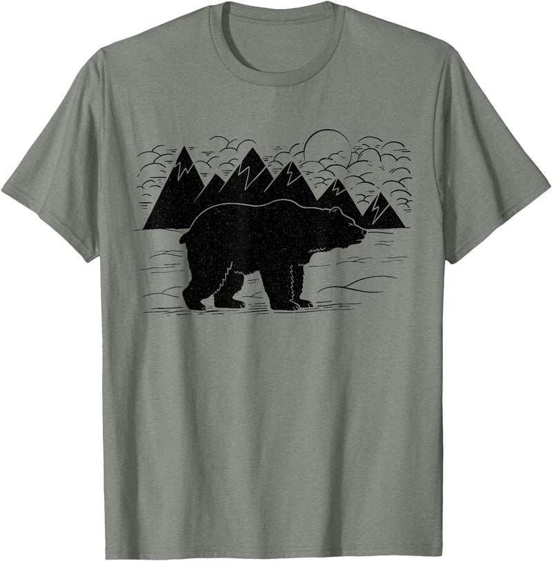 Black Bear Wildlife Animal Wilderness Graphic T-Shirt - Olive Heather