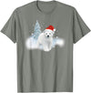Happy Holiday Season Snow Gifts For Women Cute Christmas Polar Bear Red Santa Hat Lighted Tree Snow T-Shirt - Olive Heather
