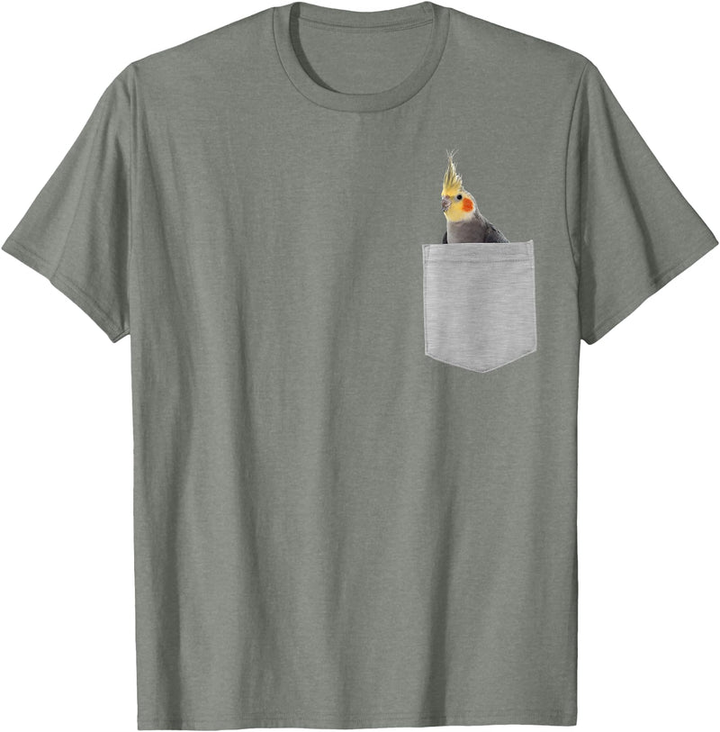 Animal in Your Pocket Cockatiel Bird T-Shirt - Olive Heather