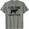Funny Cow Lover Farmer Gifts Women Girls I Like Cows & Maybe 3 People Funny Quote Dairy Cow Graphic T-Shirt - Olive Heather