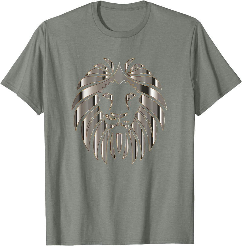 Teeshire Lion Head Tshirts Silver Lion Head Portrait Safari Animal Novelty Gift T-Shirt T-Shirt - Olive Heather