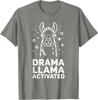 Funny Llama Humor Quirky Quotes Lovers Drama Llama Activated Funny Quote Humor T-Shirt - Olive Heather