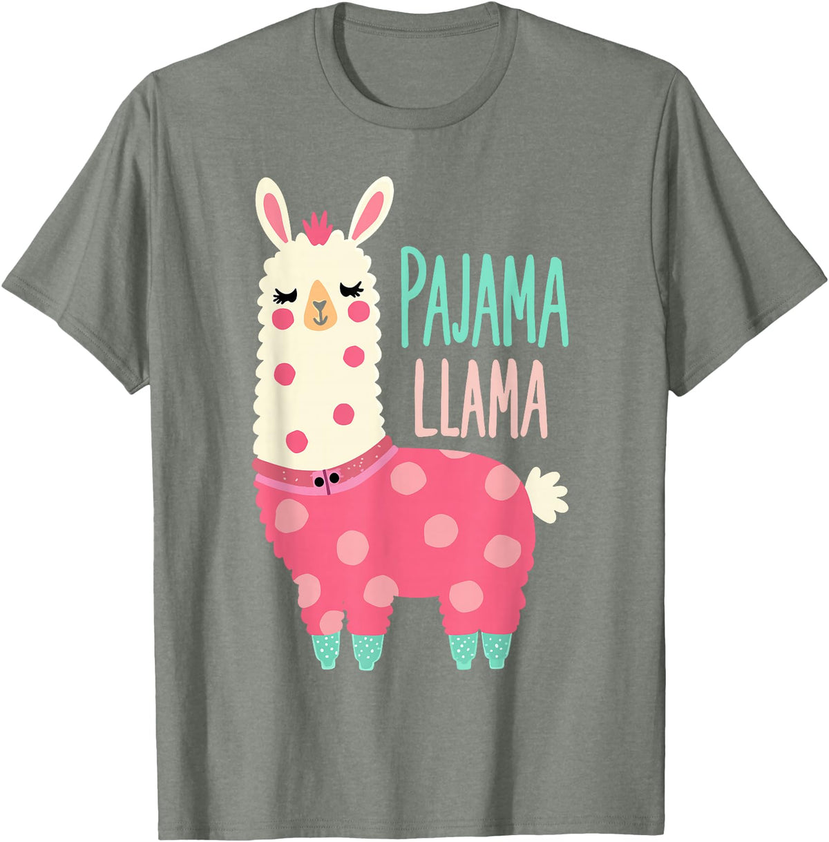 Two Suns Llama Design Lama Pajama T-Shirt - Olive Heather