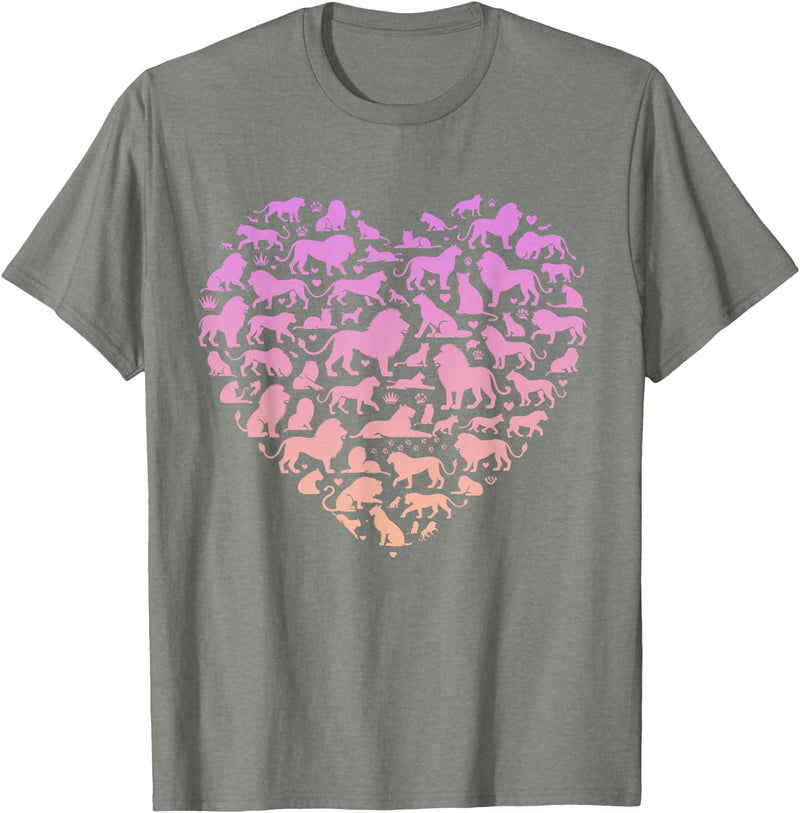 Girls Lion Design Silhouette Lions Design for Lion Lover | Girls Lion T-Shirt - Olive Heather