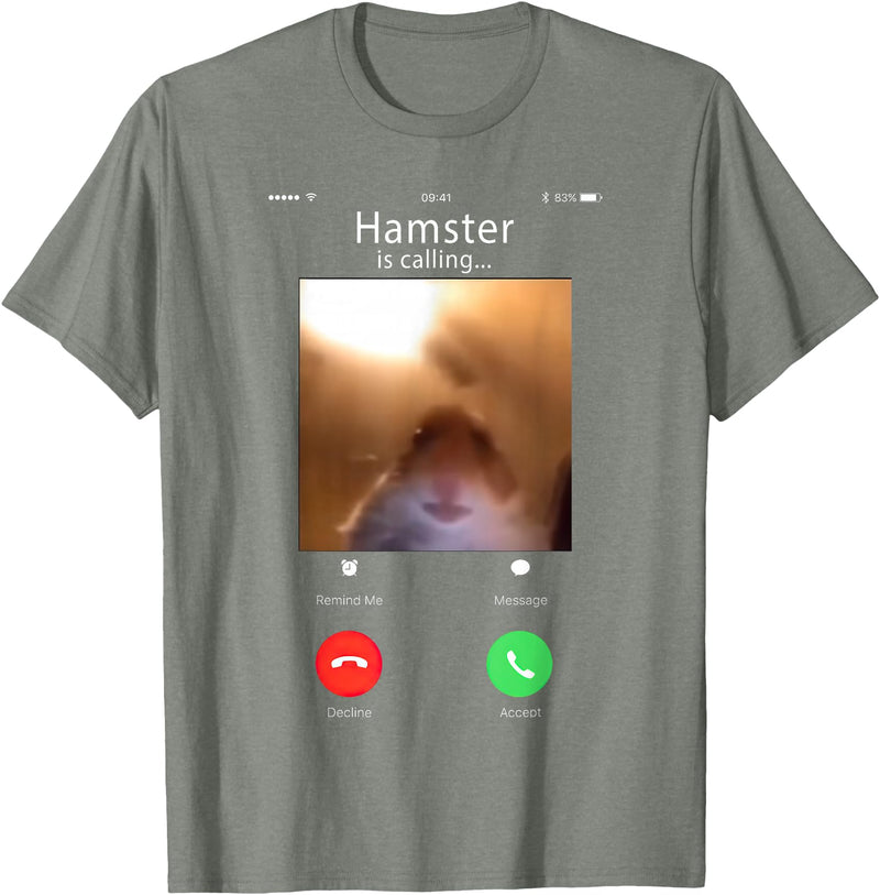 dank Meme Hamster Staring Front Camera Hamster Calling T-Shirt - Olive Heather