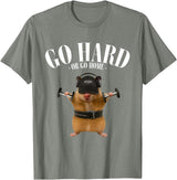 Hamster Deadlift Training Funny Cute Rat Weightlifting Meme T-Shirt - Olive Heather