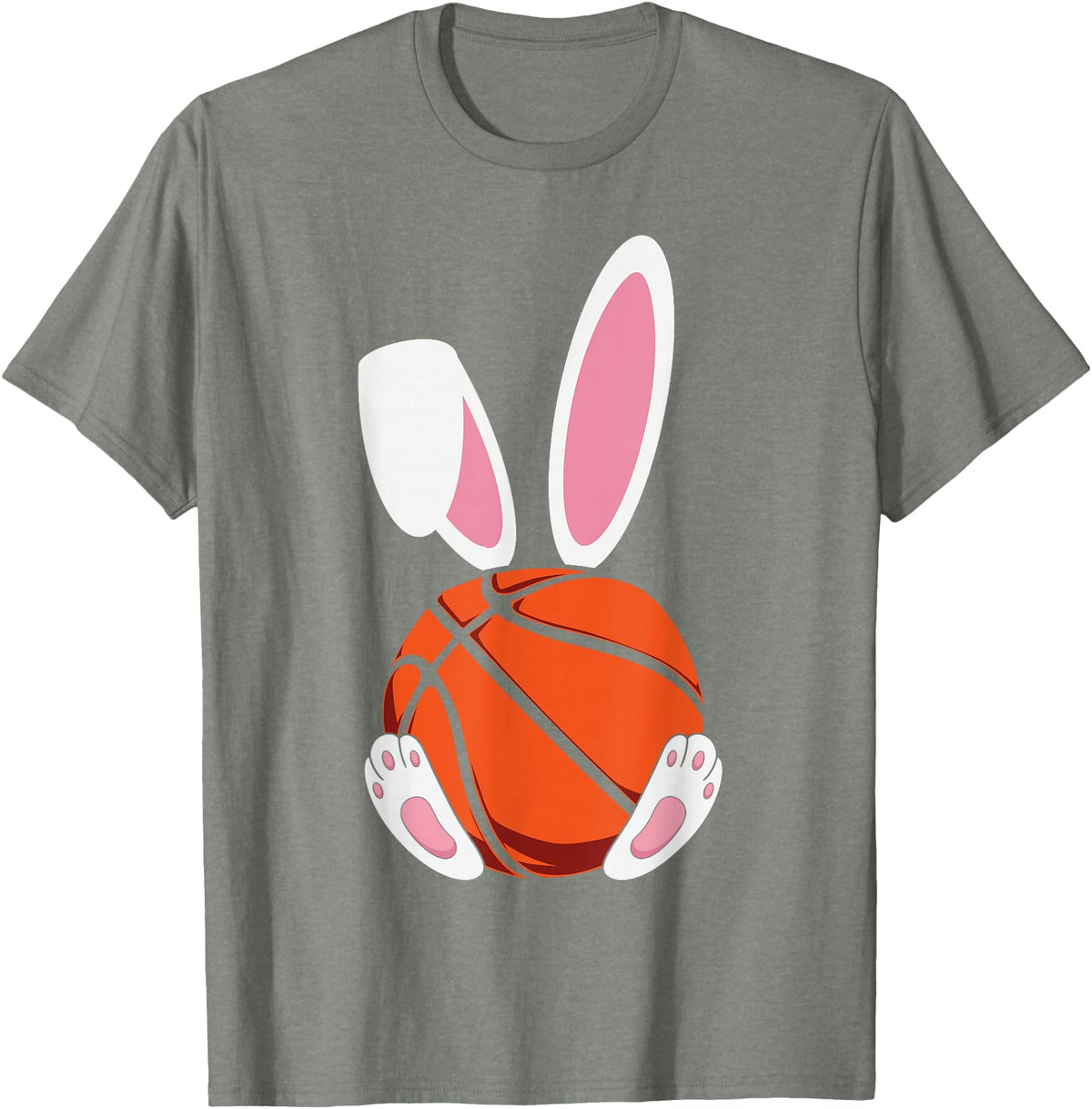 Rabbit Boys Teens Easter Basketball Egg Bunny Kids Easter T-Shirt in Olive Heather