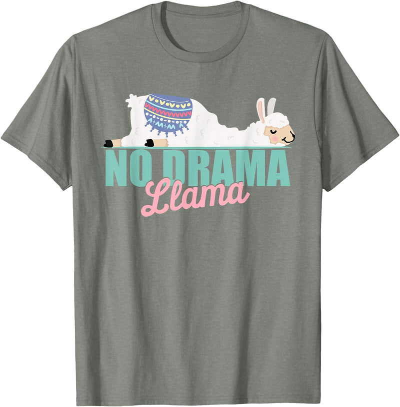 Zawles Designs Cute No-Drama Llama Funny Quote llama laying T-Shirt - Olive Heather