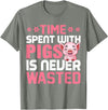 Funny Pig Farm Piggy Farmer Farming Gifts DAIMMER Time Spent With Pigs Is Never Wasted T-Shirt - Olive Heather