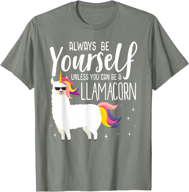 Llamacorn Clothing Always be a Llamacorn T Shirt | Fantasy Magic Llama Unicorn T-Shirt - Olive Heather