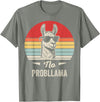 Retro Llama Humor No Drama Vintage Vibes No Probllama Retro Llama Humor Design T-Shirt - Olive Heather